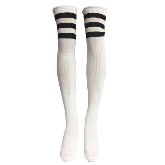 Athletic Ribbed Thigh Highs Womens One Size OS 3 Striped Athleisure Socks - Picture 7 of 8